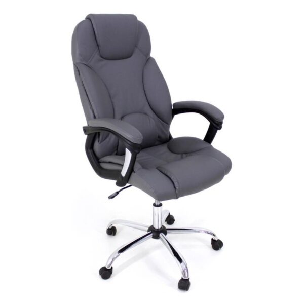 Office Armchair BX-3022 Grey Discover the BX-3022 Grey office armchair, a perfect combination of elegance and functionality. Equipped with faux leather upholstery, a chrome metal base, and a Tilt mechanism, it provides maximum comfort and style for any office. Ideal for creating a refined workspace!