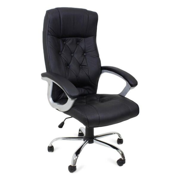 Chair Office BX-3707 Black (natural leather) Discover the BX-3707 Black office chair, made of genuine leather, which combines elegance with functionality. Featuring a chrome metal base and an adjustment mechanism, this chair provides optimal comfort and support in any office. Ideal for a sophisticated workspace!