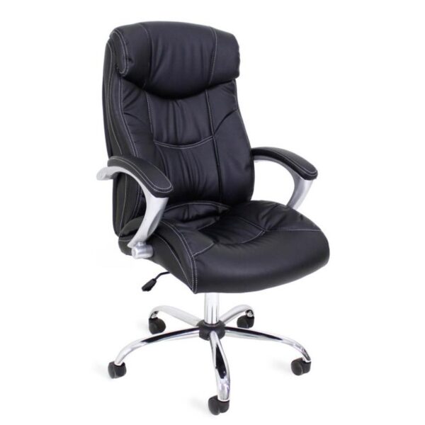 Office Armchair BX-3165 Black Discover the BX-3165 Black office chair, an elegant and functional choice for any office. With eco-leather upholstery and a chrome metal base, this chair ensures comfort and durability. The height adjustment mechanism and rocking feature provide an optimal working experience.