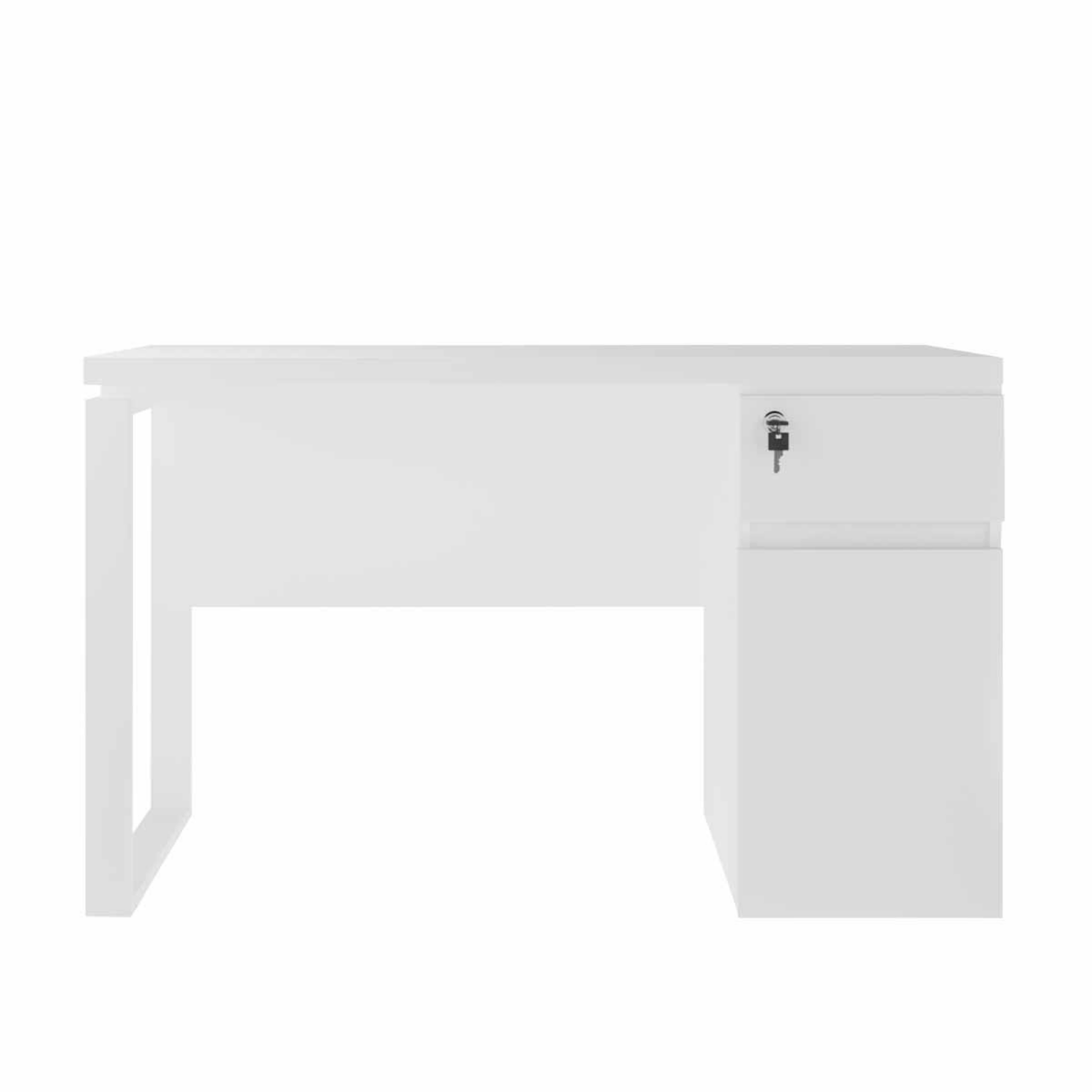 Masa Birou+BOX încorporat Dreapta 1200×600 White/White - imagine 2