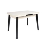 Extensible Table MG-A03 White Glass + Black Legs 120/150×70 Discover the MG-A03 extendable table, perfect for any kitchen! With an elegant design featuring white glass and black legs, it extends from 120 to 150 cm, easily adapting to your needs. Ideal for 4-6 people, it is both functional and modern. Choose comfort and style now!