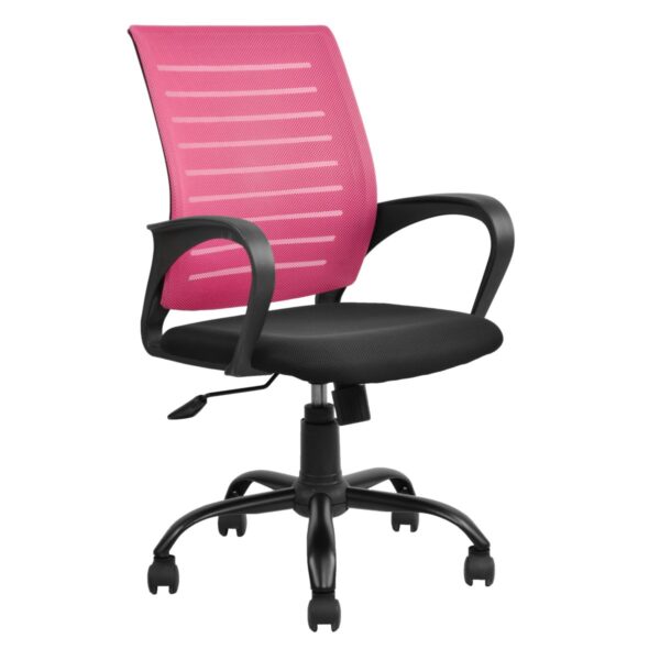 Office Armchair F-5014 Pink Discover the F-5014 Pink office chair, an elegant combination of modern design and comfort. With breathable upholstery and a Tilt mechanism, this chair provides optimal back support. Ideal for home or professional offices, it offers durability and style.