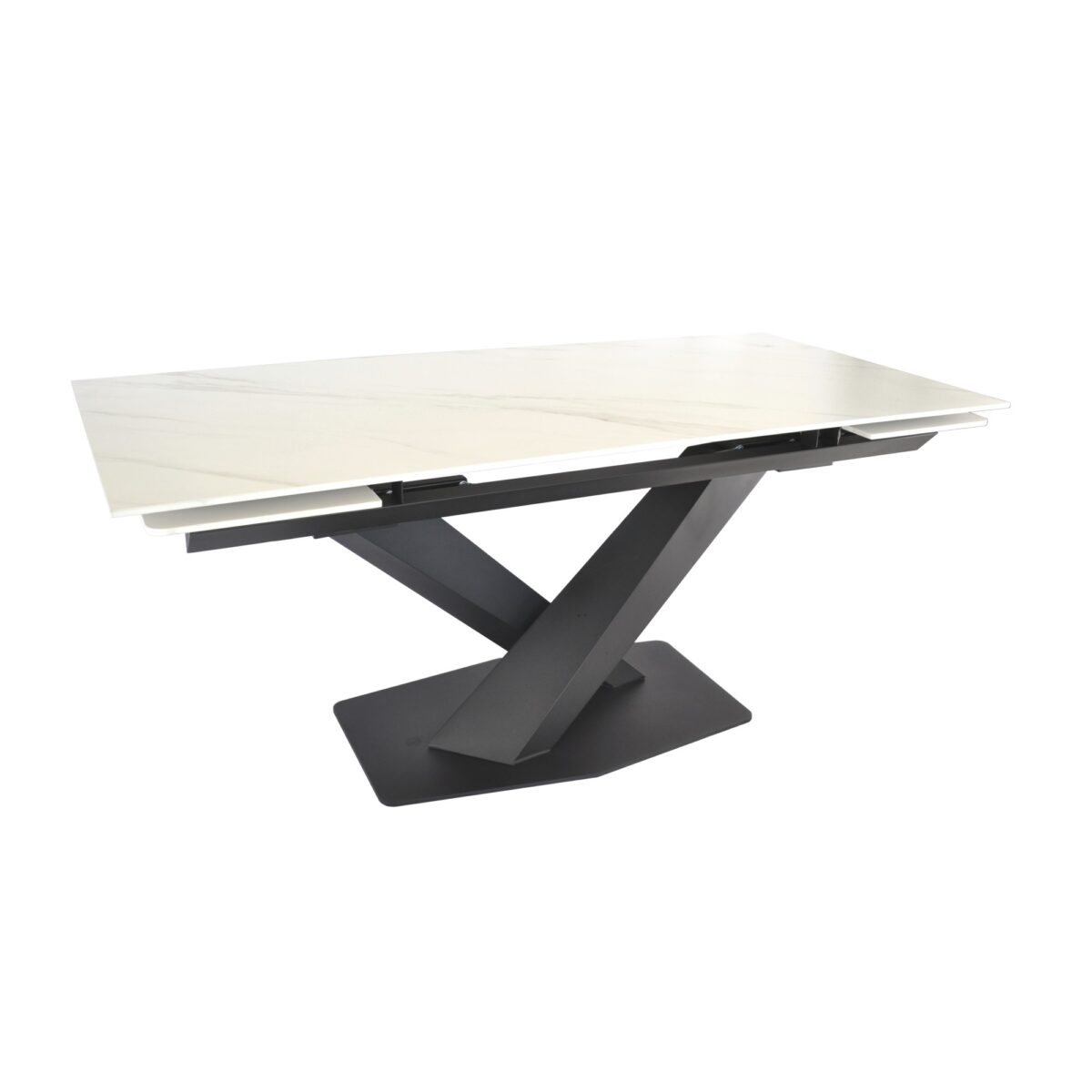 LANA Extendable Table White Sapphire 180/215/250×90 Discover the LANA White Sapphire Extendable Table, perfect for modern kitchens! With an elegant design and durable ceramic top, it easily expands to accommodate 10-12 people. Ideal for family gatherings and everyday use. Transform your dining space with a modern touch.