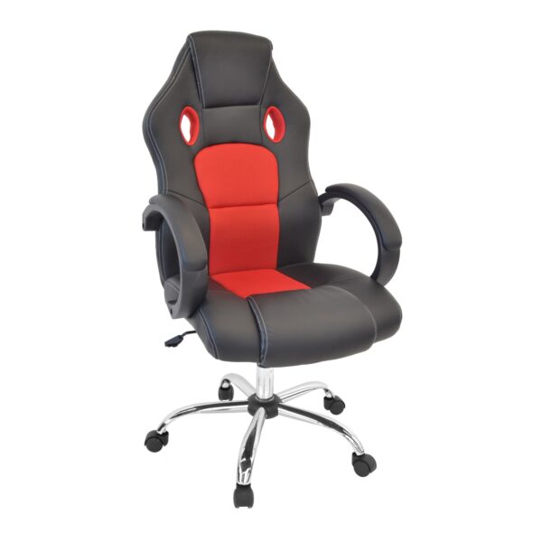 F-83 Black-Red Gaming Chair Discover the F-83 Black-Red Gaming Chair, perfect for the office and intense gaming sessions. Comfortable and stylish, this chair combines modern design with ergonomic support, providing you with enjoyable experiences at the office and at home. Choose comfort!