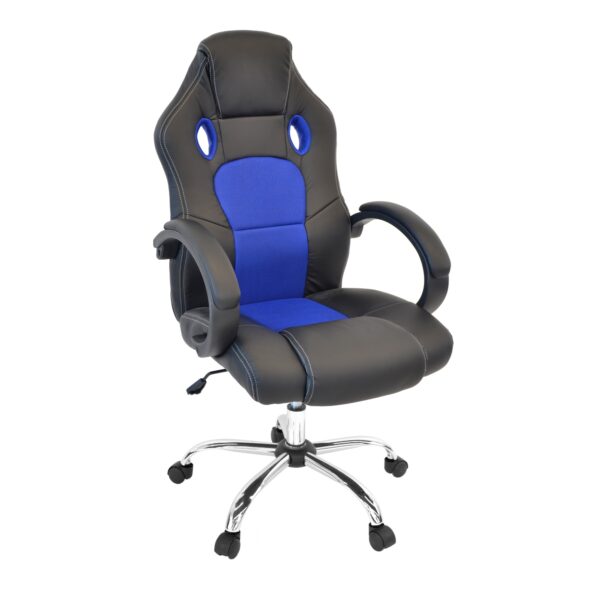 Gaming Chair F-83 Black-Blue Discover the F-83 Black-Blue Gaming Chair, perfect for the office and gaming. Comfortable and ergonomic, this chair fits seamlessly into any workspace. Enhance your gaming experience and productivity!