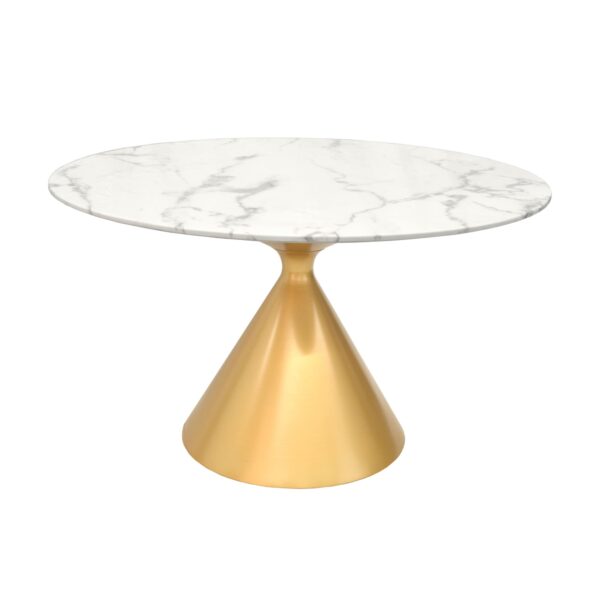 RONDO Gold Leg Table Ø130 Discover the RONDO Gold Leg Table Ø130, perfect for your modern kitchen or family dining area. With a shock-resistant ceramic top that is heat-resistant and easy to maintain, this is the ideal solution for daily meals. Elegance and functionality in a single product!