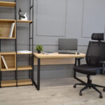 Masa Birou B-130 (130x68) Sonoma/Black - imagine 4