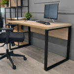 Masa Birou B-130 (130x68) Sonoma/Black - imagine 5