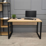 Masa Birou B-130 (130x68) Sonoma/Black - imagine 6