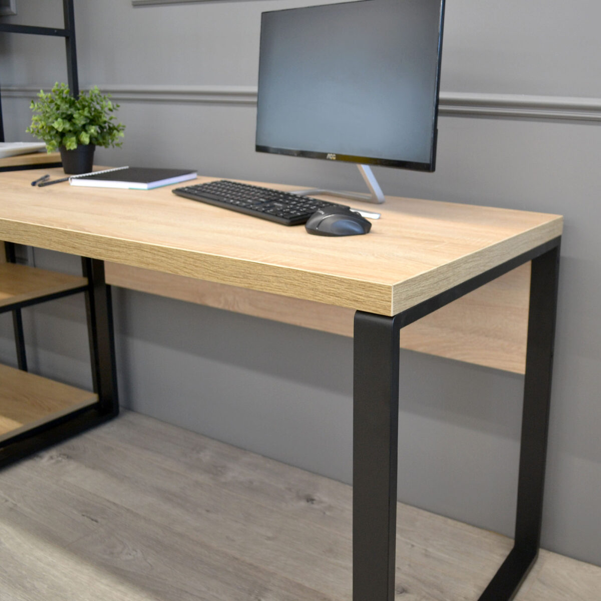 Masa Birou B-130 (130x68) Sonoma/Black - imagine 7
