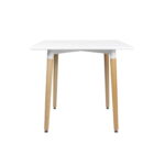 Masă DT-02 White 80×80 Descoperiți masa DT-02 White 80x80, ideală pentru bucătăria dumneavoastră. Cu un design simplu și elegant, blatul din MDF și picioarele din lemn și metal oferă un aspect estetic plăcut. Perfectă pentru orice colț al bucătăriei, aduce confort și stil spațiului dvs.ură.