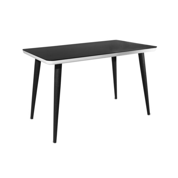 Masă 9202 Black Descoperă masa 9202 Black, perfectă pentru bucătăria ta! Cu un cadru și picioare metalice vopsite în imitație de lemn și un blat din MDF cu sticlă lucioasă, adaugă un plus de eleganță și funcționalitate oricărui spațiu. Alege calitatea și designul modern!