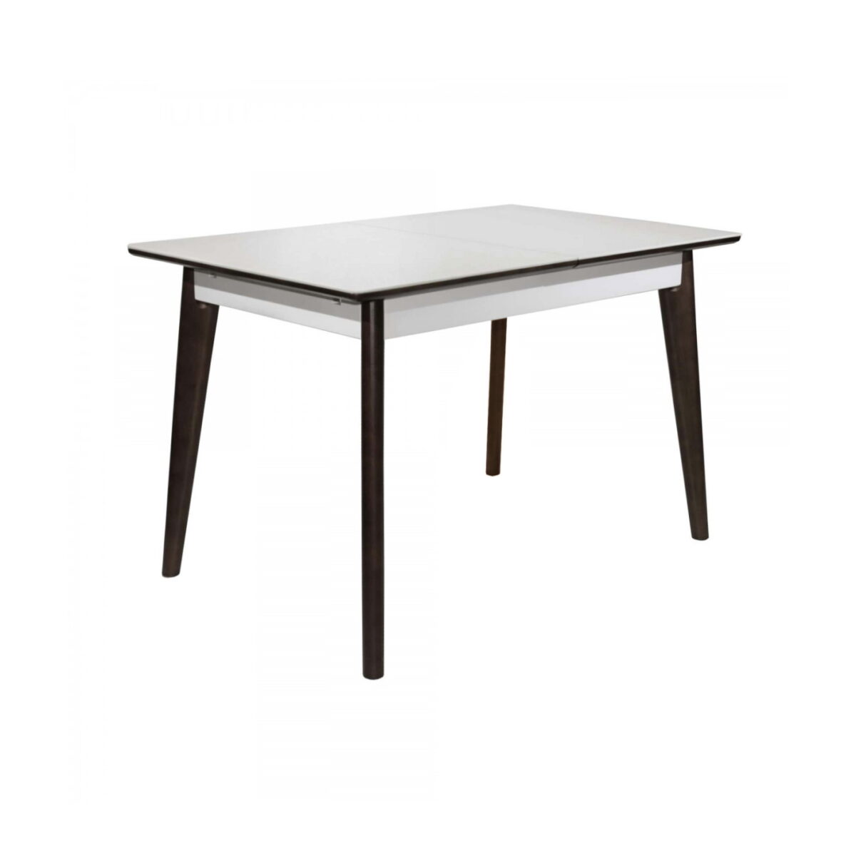 Extendable Table MG-A05 White Glass + Black Legs 120/150×75 Discover the MG-A05 extending table, featuring an elegant design with a white glass top and black legs. Ideal for the kitchen, this table can extend from 4 to 6 people, providing comfort and versatility. Made from high-quality MDF, it is easy to adjust and perfect for any occasion.
