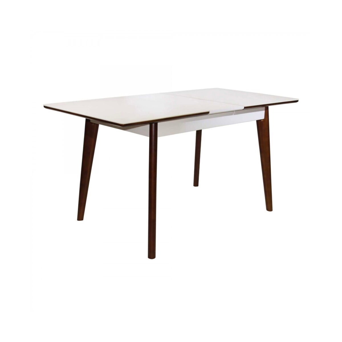 Extendable Table MG-A05 White Glass + Brown Legs 120/150x75 - Image 2