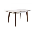 Extendable Table MG-A05 White Glass + Brown Legs 120/150x75 - Image 2