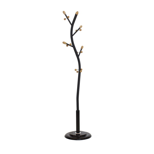 Coat Rack GH-1 Black Discover the GH-1 Black coat rack, a modern accessory made of matte-painted metal, perfect for the office or living room! With 18 hooks and an elegant ceramic base, it adds a touch of style to any space. Height: 170 cm, Depth: 37 cm. Ideal for use in both public and private environments.