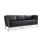 Sofa Salvador-3 Black Discover the Salvador-3 Black sofa, a modern and elegant piece, perfect for your living room. With a simple and refined design, faux leather upholstery, and a metal frame, it offers both comfort and style. Dimensions: 195x75x75 cm. Ideal for a contemporary atmosphere!