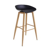 Hector Bar Chair Black/Transprint Legs Discover the Hector Black bar stool, perfect for any modern kitchen! With an elegant design and a metal frame that mimics wood, it offers comfort and durability. Adjustable height and support for weights of up to 150 kg. Choose the right style from the available shades!