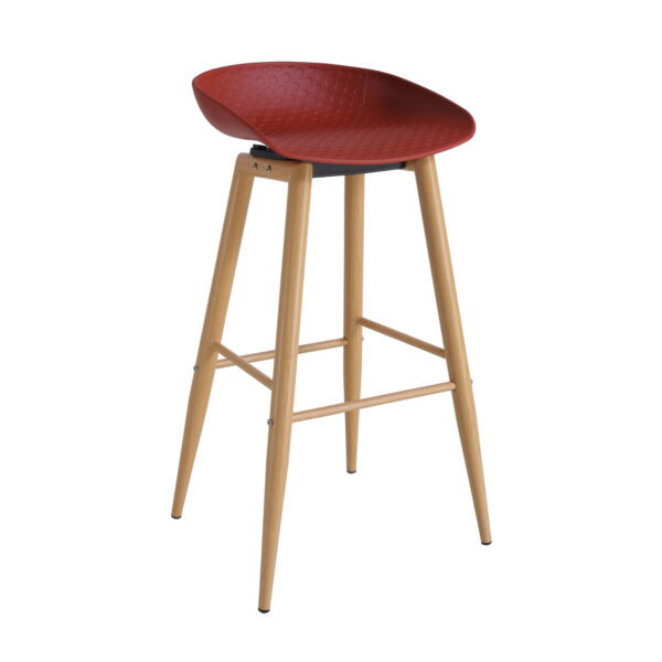 Hector Red Bar Stool Discover the Hector Red Bar Stool, perfect for modern bars or kitchens. With a painted metal frame and a durable plastic seat, this piece of furniture combines style and comfort. Ideal for a refined interior!
