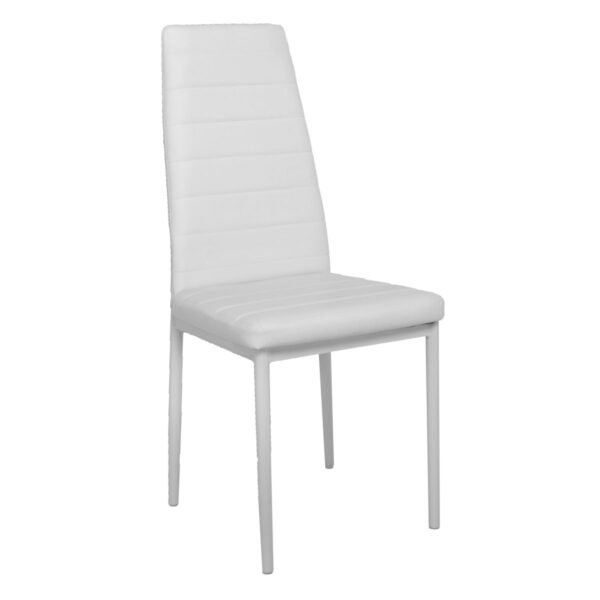 Chair D-117 White Discover the D-117 White chair, elegant and modern, perfect for kitchen furniture. With a sturdy metal frame and eco-leather upholstery, this chair offers both comfort and style. Ideal for kitchens, dining rooms, or living areas, the D-117 adds a touch of elegance to any space.