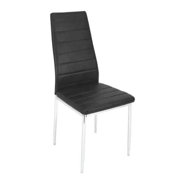 Crom 117 Black Chair Discover the Crom 117 Black chair, perfect for modern kitchens. With a sturdy metal frame and upholstery in eco-leather, this chair offers comfort, elegance, and durability. Ideal for living rooms too, it seamlessly integrates into any interior decor.