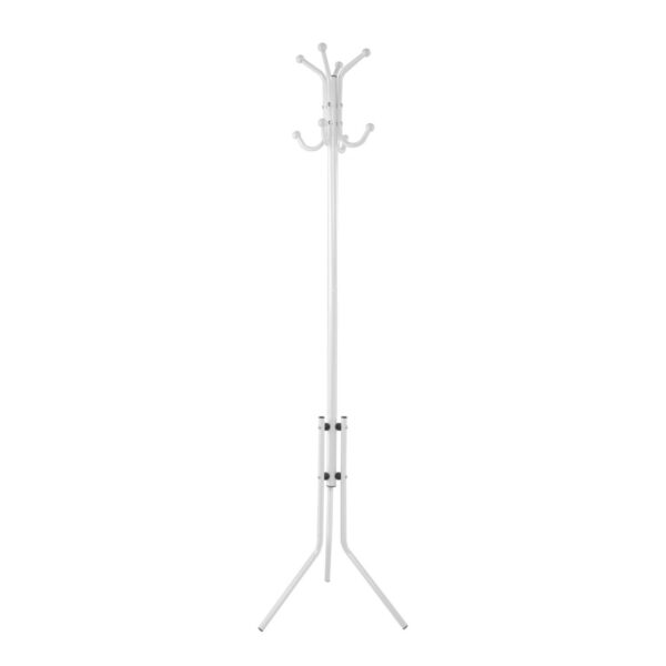 Ly-18 White Coat Rack Discover the Ly-18 White coat rack, perfect for an office or living room. Made of painted metal, featuring 8 hooks and metal legs, this coat rack stands 170 cm tall and combines elegance with functionality. Enhance your space with this practical furniture piece!