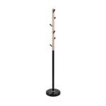 Coat Rack C-502 Black Discover the C-502 Black coat rack, a tree-style rack made of wood and metal, perfect for the office or living room. Equipped with 6 plastic hooks, it offers both style and functionality. Height 170 cm, round base of 30 cm. Ideal for both public and private spaces!