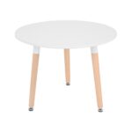 Eames Baby Table for Kids Discover the Eames Baby table, perfect for your little one! With a metal frame and wooden legs, this small table features a polymer-painted MDF top. Ideal dimensions: 60 cm in diameter and 46 cm in height, suitable for any room in your child's home.