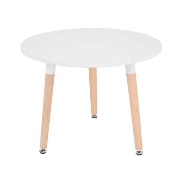 Eames Baby Table for Kids Discover the Eames Baby table, perfect for your little one! With a metal frame and wooden legs, this small table features a polymer-painted MDF top. Ideal dimensions: 60 cm in diameter and 46 cm in height, suitable for any room in your child's home.