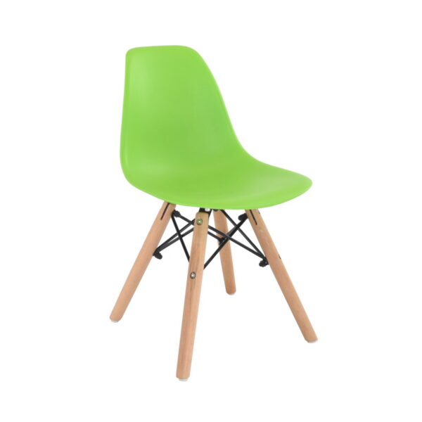 Детский стул EAMES BEBE Green Стул Eames Bebe Green - идеальный выбор для детской комнаты. Эргономичный и безопасный, с легким пластиковым корпусом и деревянными ножками, он сочетает стиль и комфорт. Легко чистится и подходит для детей до 40 кг. Создайте уютное пространство для игр!