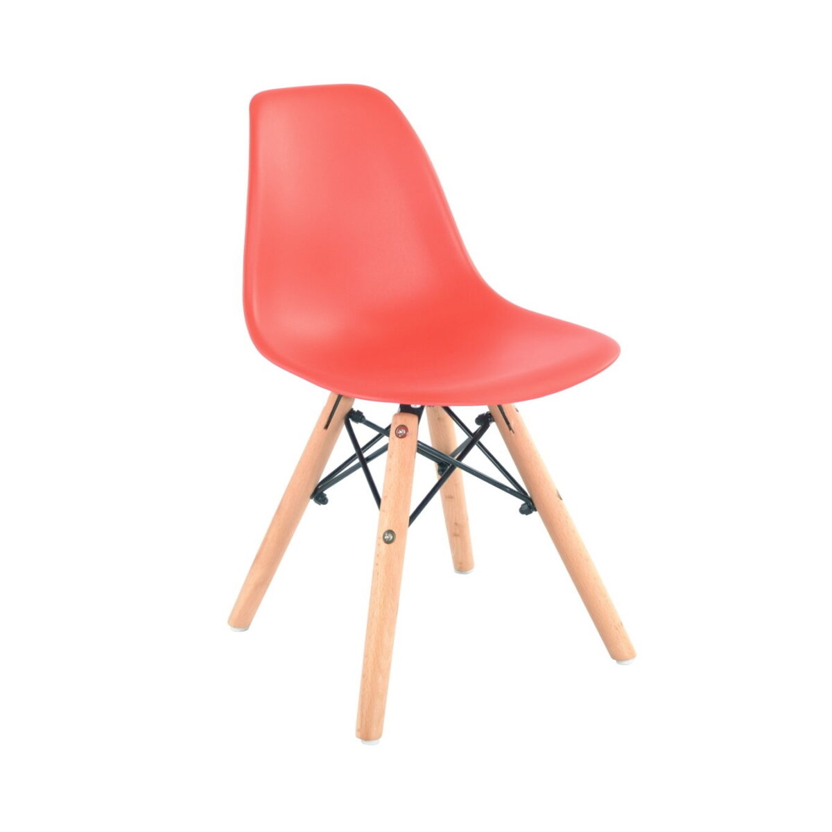 EAMES BABY Chair Red Discover the EAMES BEBE Red Chair, perfect for the child's room! Comfortable and safe, with a modern plastic design and wooden legs for stability. Ideal for playtime, featuring perfect dimensions and easy to clean. An excellent choice for little ones!