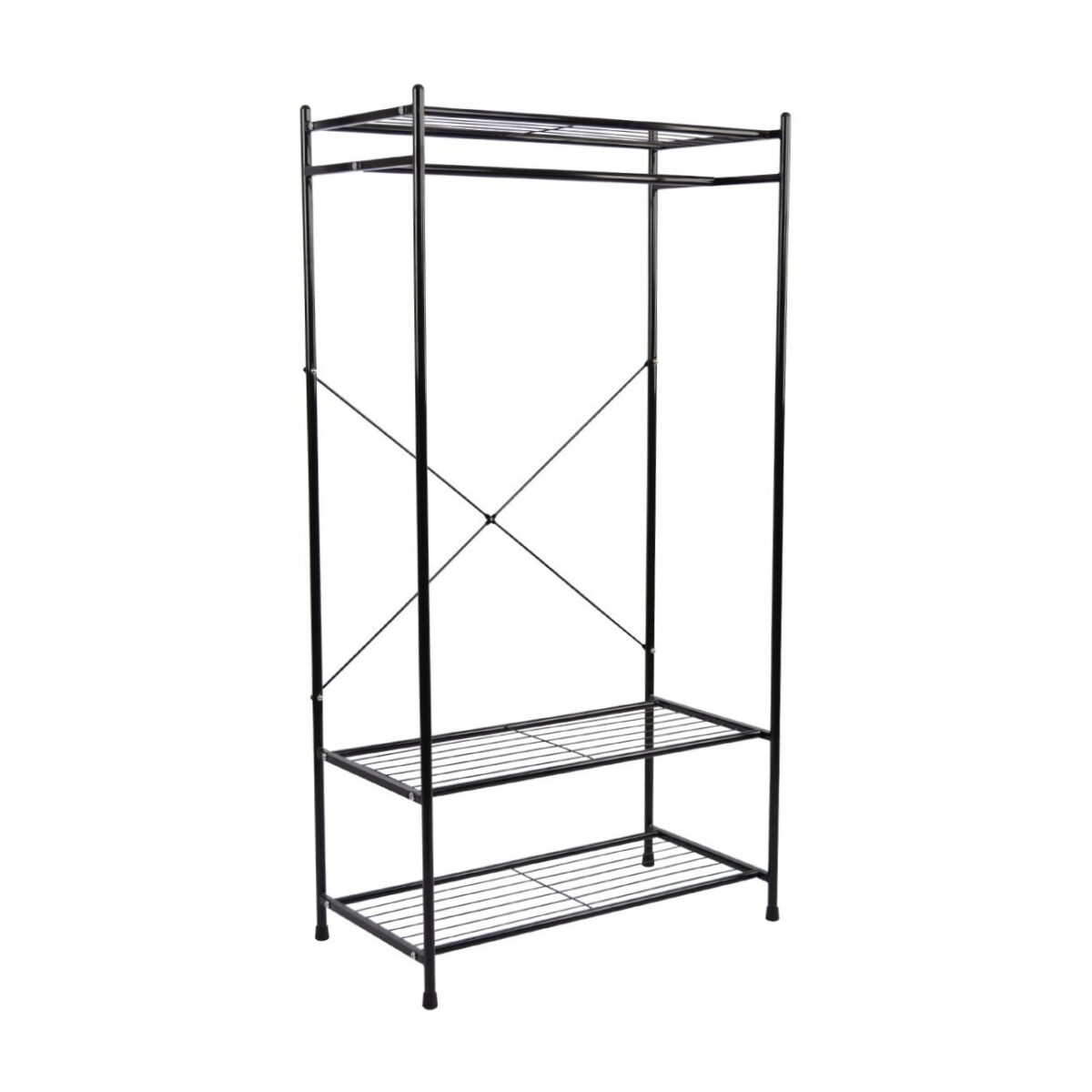 Hanger Support D-44 Black Discover the D-44 Black Coat Rack, perfect for the office or living room! Made from quality tubular metal, featuring floor protection. Ideal dimensions: 78 cm long, 40 cm deep, and 150 cm high. An efficient and elegant accessory for any room!