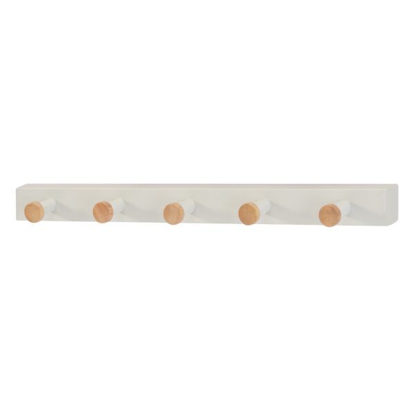 Wall Coat Rack Gc4888-5 White Discover the Gc4888-5 White wall coat rack, an elegant metal accessory with 5 wooden hooks, perfect for an office or living room. With compact dimensions, it adds an extra touch of organization and style to any space!