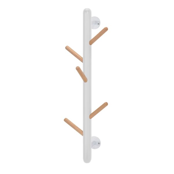 Wall Coat Rack Gc5080 White Discover the Gc5080 White wall coat rack, perfect for organizing your office or living space. Made from wood and metal, it features 5 lacquered wooden hooks. Ideal dimensions: 60 cm in height, 19 cm in width, and depth. An elegant addition to any interior!