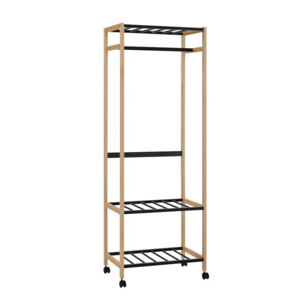 Gc5400 Black Coat Hanger Stand Discover the Gc5400 Black Coat Rack, an elegant frame made of wood and tubular metal, perfect for the office or living room. With wheels for versatility and a modern design, it beautifully integrates into any space. Dimensions: 60x38x170 cm. Ideal for efficient organization!
