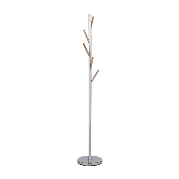 Coat Rack Gc4919 Chrome Discover the Gc4919 Chrome Coat Rack, perfect for the office or living room! Made of chrome metal, it features 5 hooks and a sturdy base. Ideal for both public and private spaces. Height: 176 cm, base diameter: 30 cm. Choose elegance and functionality!