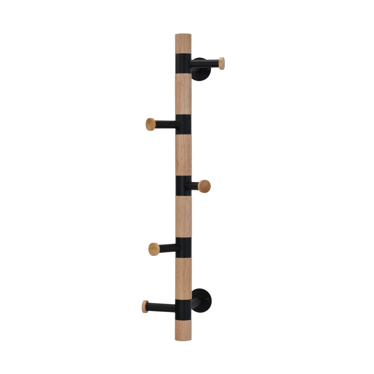 Wall Coat Rack Gc5166 Black Discover the Gc5166 Black wall coat rack, perfect for the office or living room. Made from wood and metal, it features 5 metal hooks with glossy wooden details. Ideal dimensions: 60 cm height, 17 cm width, 20 cm depth. Add a touch of style and functionality to your space!