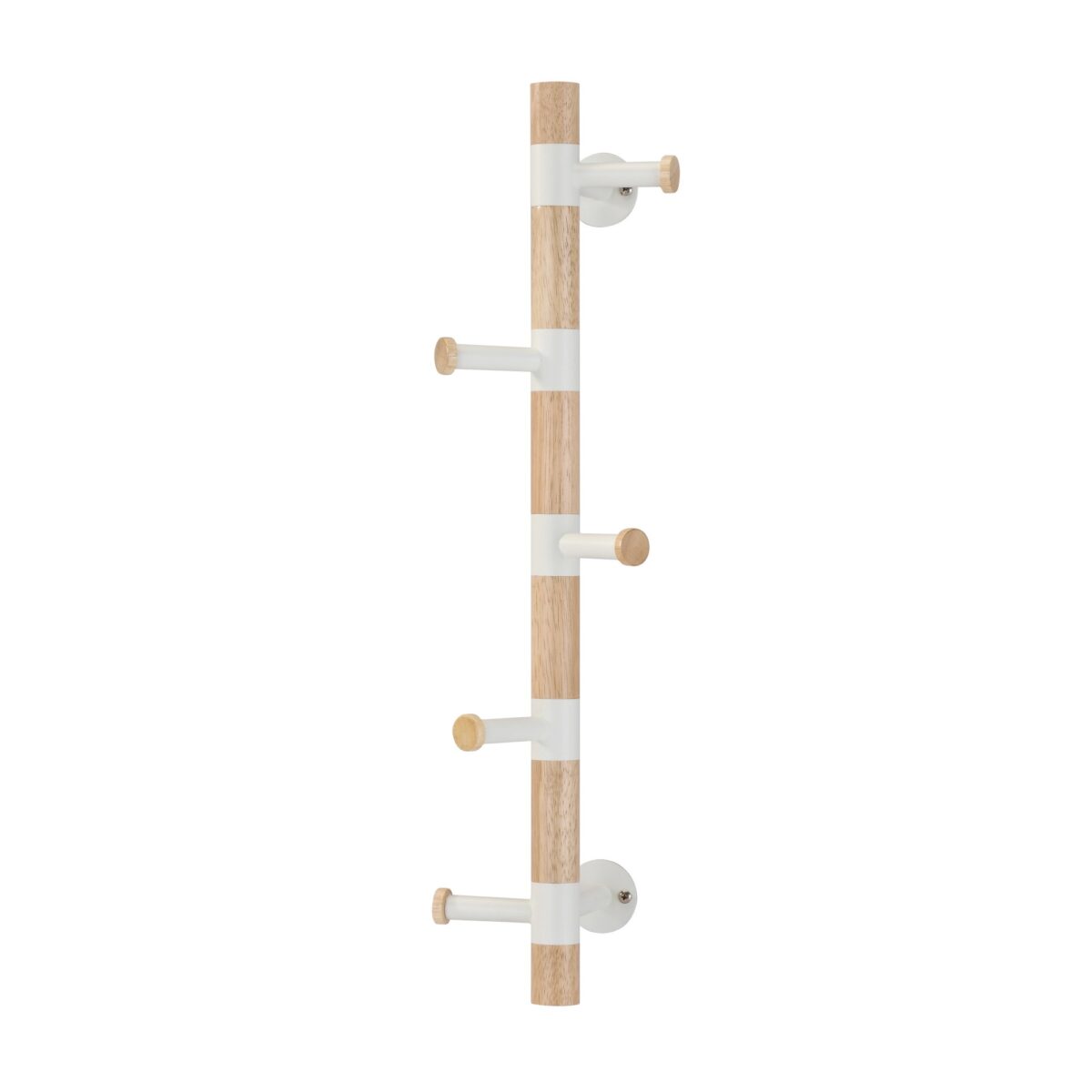 Wall Coat Rack Gc5166 White Discover the Gc5166 White wall coat rack, an elegant mix of wood and metal, perfect for an office or living room. With 5 metal hooks and dimensions of 60 cm in height, 17 cm in width, and 20 cm in depth, it is ideal for organizing your space.