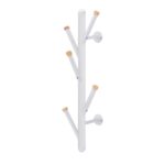 Wall Coat Rack Gc5205 White Discover the Gc5205 White wall coat rack, perfect for the office and living room. Made from electrostatically painted metal, it features 5 metal hooks and lacquered wood details, making it ideal for organizing your space. Dimensions: 61 cm height, 19 cm width, 21 cm depth.