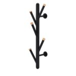 Wall Coat Rack Gc5205 Black Discover the Gc5205 Black wall coat rack, perfect for the office or living room. With a modern design made from electrostatically painted metal and 5 lacquered wooden hooks, it adds functionality and style to any room. Dimensions: 61x19x21 cm.