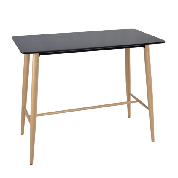 Jack Black Bar Table Discover the Jack Black Bar Table, perfect for cafés, bars, or kitchens. This modern model features a durable MDF top and metal legs with a wood transprint finish, combining elegance with durability. Ideal dimensions and customization options for any interior!