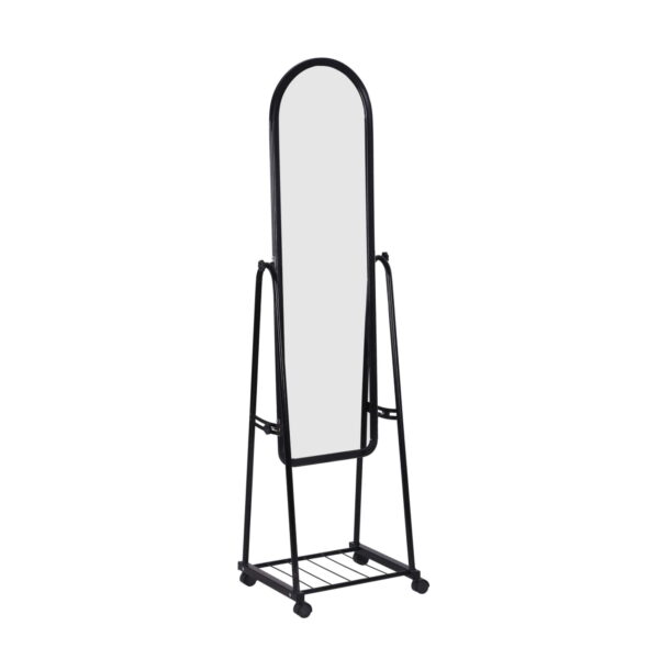 Mirror B-01 Black The B-01 Black mirror is perfect for your office or living room. With a plastic frame and a powder-coated metal stand, it adds elegance to any space. Dimensions: 161 x 44 cm. Choose this modern mirror now!