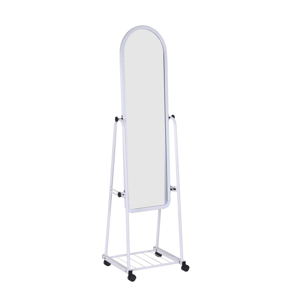 Mirror B-01 White Discover the B-01 White Mirror, perfect for furnishing your office or living room. Featuring a plastic frame and a powder-coated metal stand, this mirror measures 161 cm in height and 44 cm in width. Add a touch of elegance to your space!