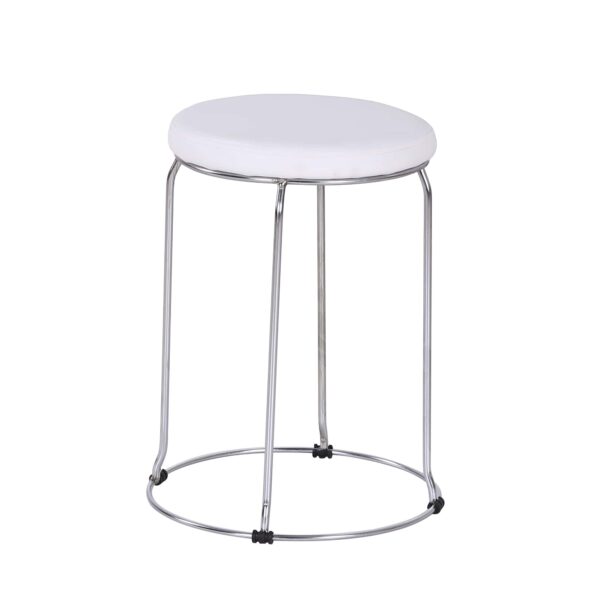 Stool T-12-3 White Discover the T-12-3 White stool, perfect for the kitchen! With a modern design, a sturdy metal frame, and an eco-leather seat, this stool combines comfort with style. Easy to clean and stackable, it fits perfectly into any decor. Choose comfort and elegance for your space!