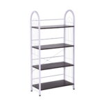 Shoe cabinet P-01 White Discover the Shoe Rack P-01 White, ideal for organizing footwear. With 4 shelves, adjustable feet for height, and a modern design made of melamine particle board, this shoe rack integrates perfectly into any living room. Easy to assemble!