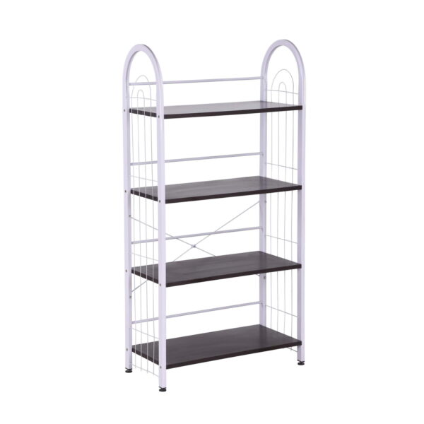Shoe cabinet P-01 White Discover the Shoe Rack P-01 White, ideal for organizing footwear. With 4 shelves, adjustable feet for height, and a modern design made of melamine particle board, this shoe rack integrates perfectly into any living room. Easy to assemble!