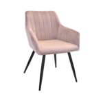 Iris Pink Chair Discover the Iris chair in powder pink, perfect for your kitchen! Comfortable, elegant, and made from quality materials, this velvet chair features sturdy metal legs. Available in other colors as well, it adds a touch of style to any room.