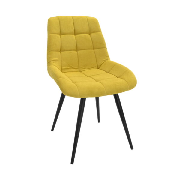 Nicole Soro 40 Yellow Chair Discover the yellow Nicole Soro 40 chair, perfect for your kitchen! With an elegant and comfortable design, this chair features durable metal legs and a soft fabric seat, ideal for any interior. Choose style and comfort for your home!