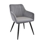 Iris Grey Chair Discover the Iris Grey chair, the perfect combination of comfort and elegance for your kitchen! Upholstered in soft velvet and featuring sturdy metal legs, this chair is ideal for any space. Also available in other attractive shades.