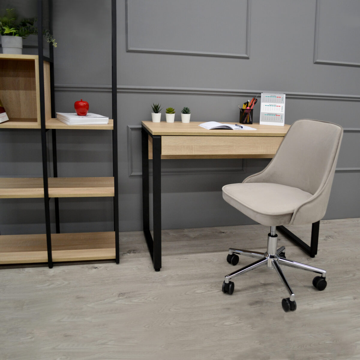 Masa Birou SMALL 100x55 Sonoma/Black - imagine 4